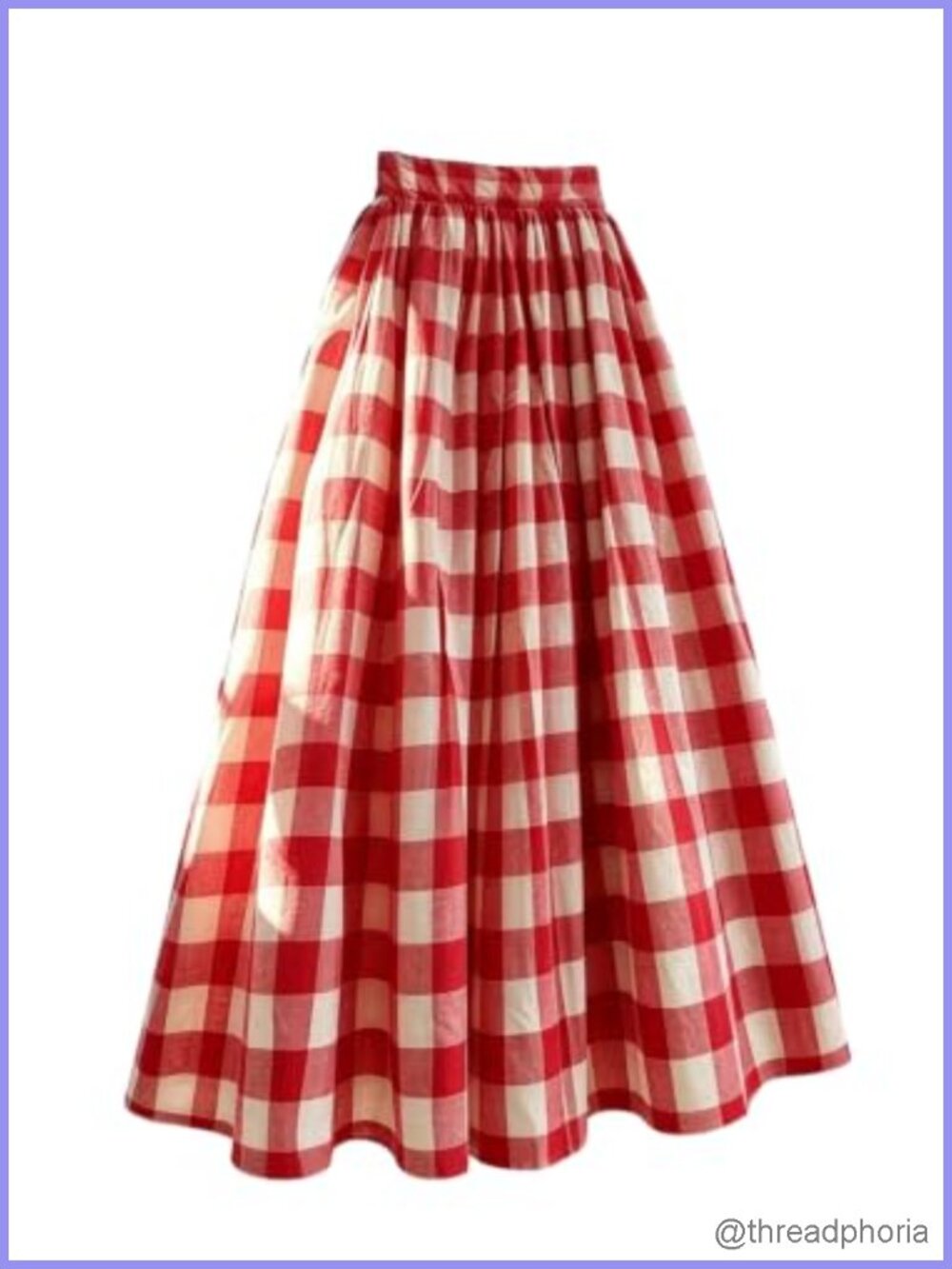 Women's Gingham Maxi Skirt A-Line High Waisted Flowy Long Plaid Skirt